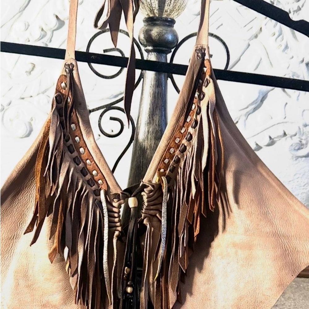Handmade Fringed Leather brown boho vest custom